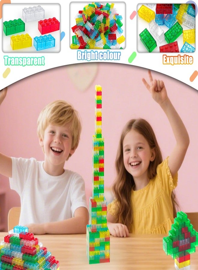 ZHX 300PCS Classic Transparent Building Bricks 2x4, Fully Transparent Bulk Bricks Parts and Pieces Compatible with Major Brands, Creative Play Set Block Toy Gift for Aged 3+ (Multicolor 300) - Image 2